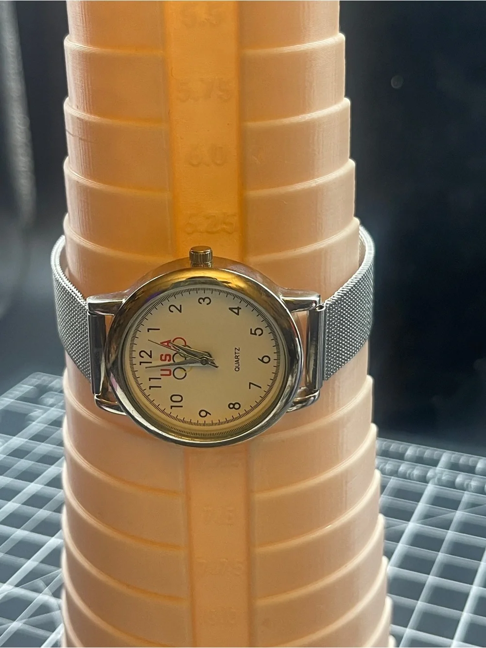 USA Olympic Silver-Tone Mesh Band Quartz Watch